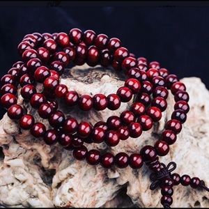 Genuine Red Sandalwood Beaded Buddha Bracelet